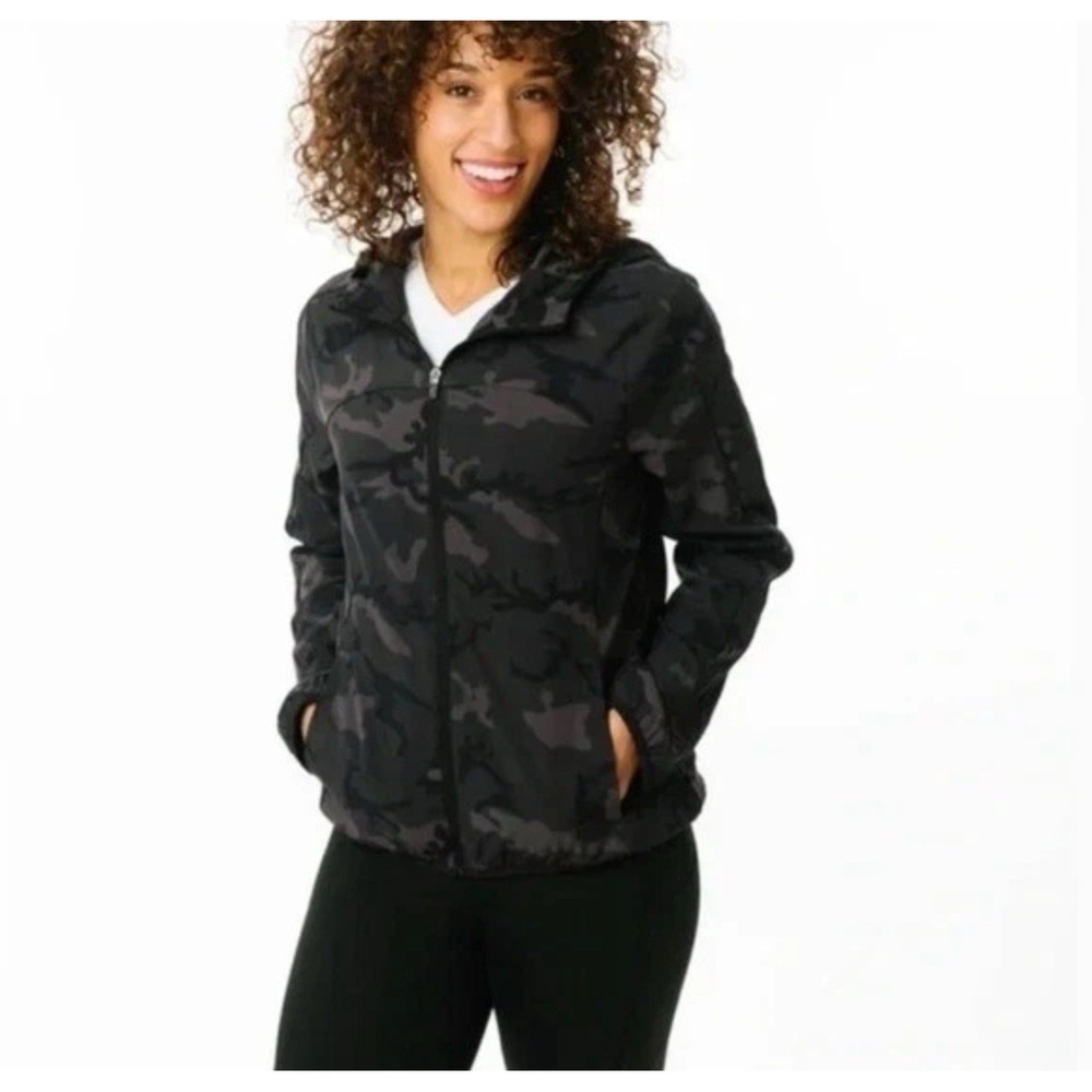 Zyia Active Camo Lightweight Hooded Zip Up Jacket Women's Size 2XL NWT Running